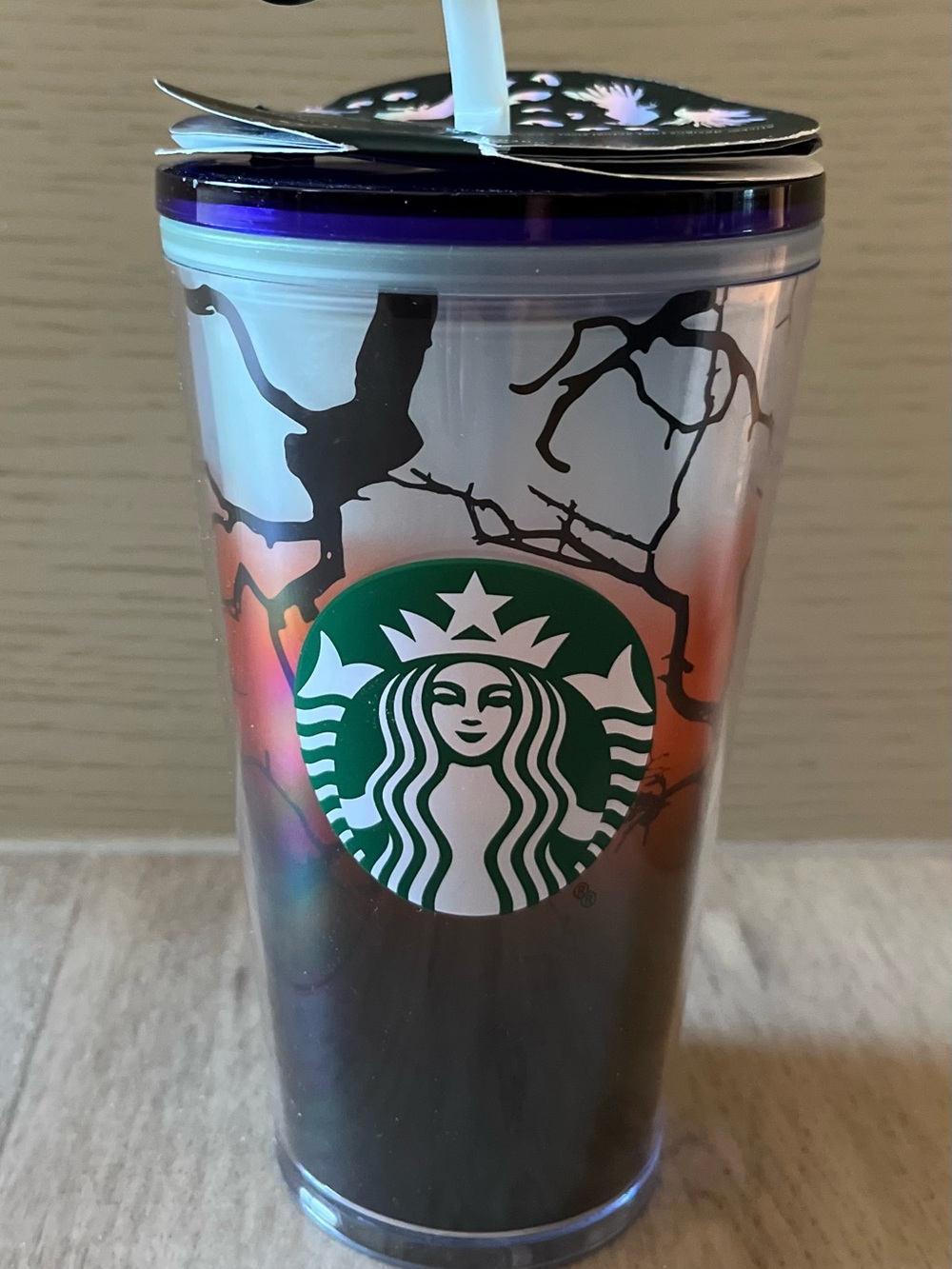 NWT Starbucks 2022 Halloween Raven’s Perch Glow-in-the-Dark 16 Oz Tumbler
